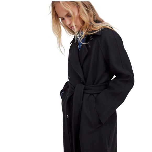 NWT Madewell Double Breasted Trench Coat True Black NS389 Size S - Picture 10 of 14